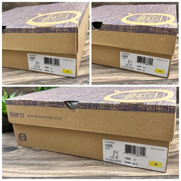 NIB Born Cass Block Heel Lace Up Distressed Suede Ankle Combat Boots Rust - Picture 13 of 13